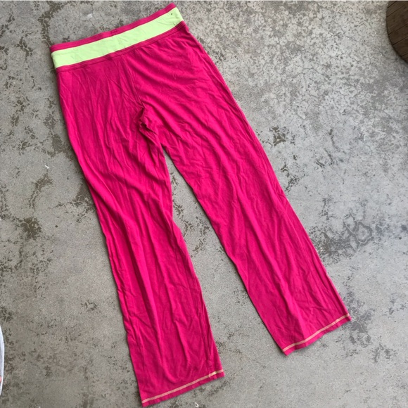 Watermelon Pink Knit Lounge Pants with Lime Green Accents NWOT - Picture 3 of 4